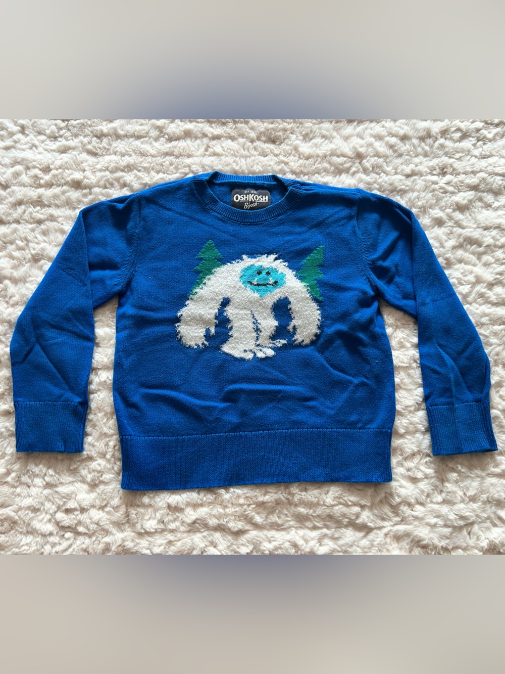 OshKosh B'gosh Bright Blue Sweater with White Yeti Graphic
